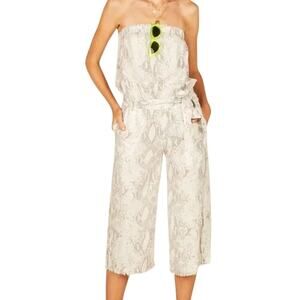 Vintage Havana Tencel Snakeskin Print Strapless Summer Pant Jumpsuit Size Medium
